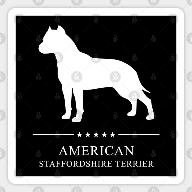 American Staffordshire Terrier Dog White Silhouette Magnet by millersye